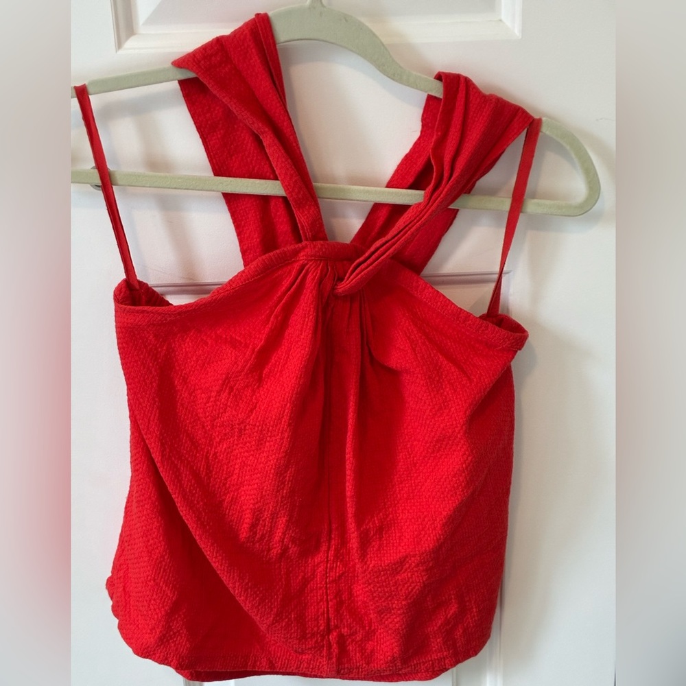 Faherty Red Backless Tie Front Tank Top